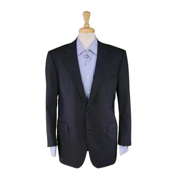 Brooks Brothers Golden Fleece Black w/ Royal Blue Stripes 2-Btn Suit Blazer 40R - Picture 1 of 8